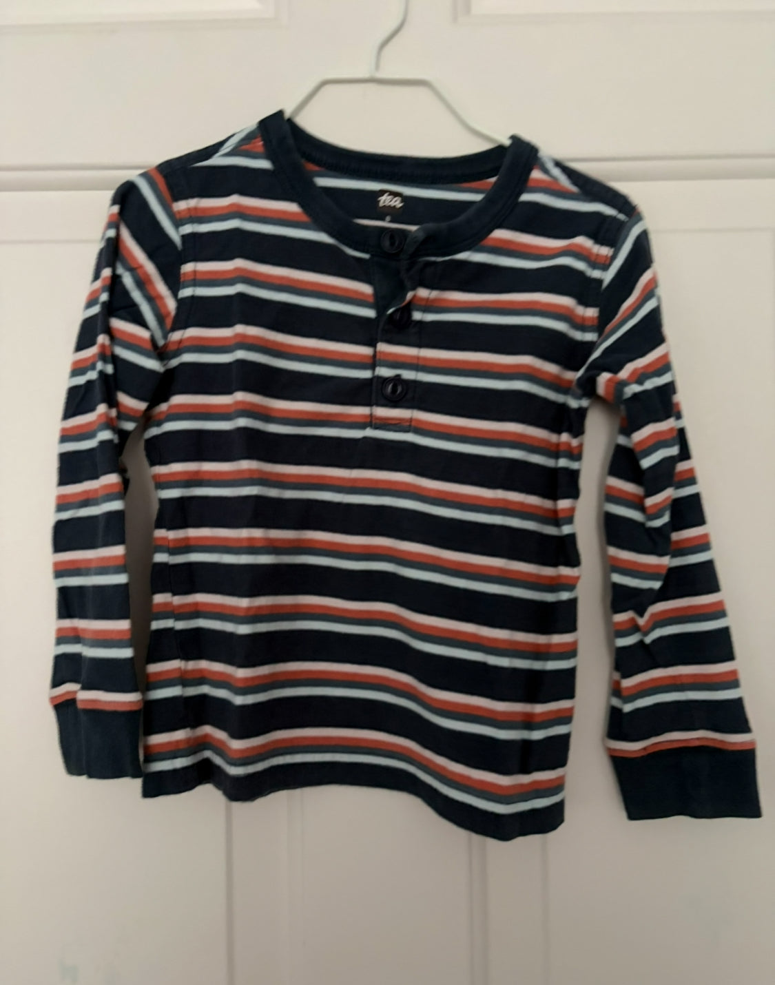 #30 Boys Tea Collection striped long sleeve Henley, size 3