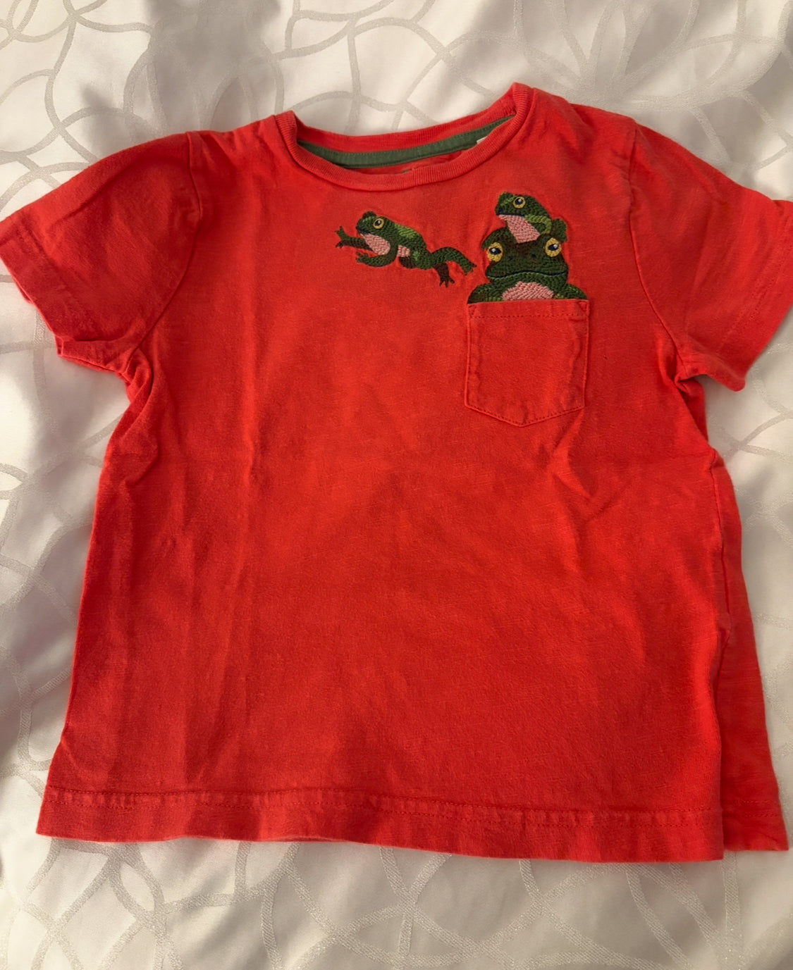 #30 Boys Boden red/orange embroidered frog t-shirt, size 2-3T