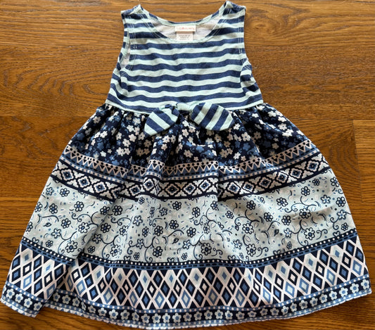 52 - Girls 3T Blue Patterned Dress