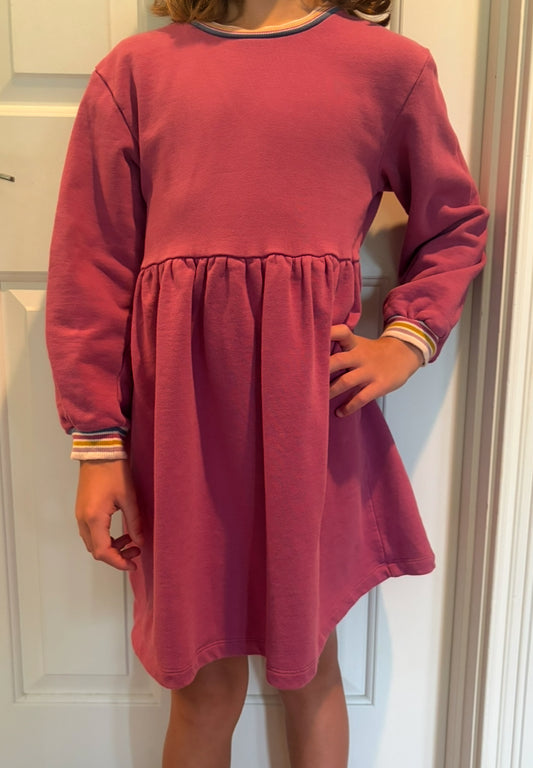 #30 girls hanna anderson pink long sleeve dress, size 8