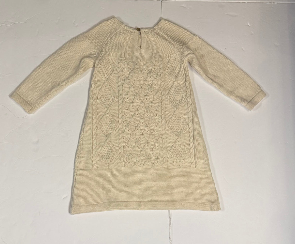 #141 Girls 3 (90) Like New Hanna Andersson Cream Sweater Dress