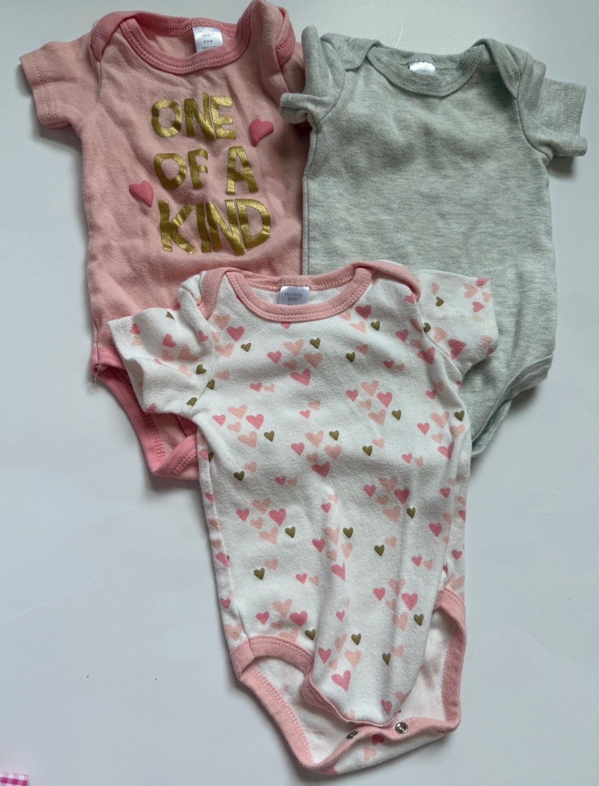 REDUCED #116 Modern Baby onesie bundle (3) girls 6-9 months