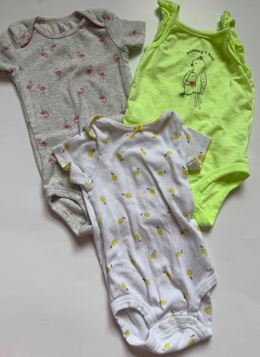 #116 carters bundle of summer onesies (3) girls 9 months