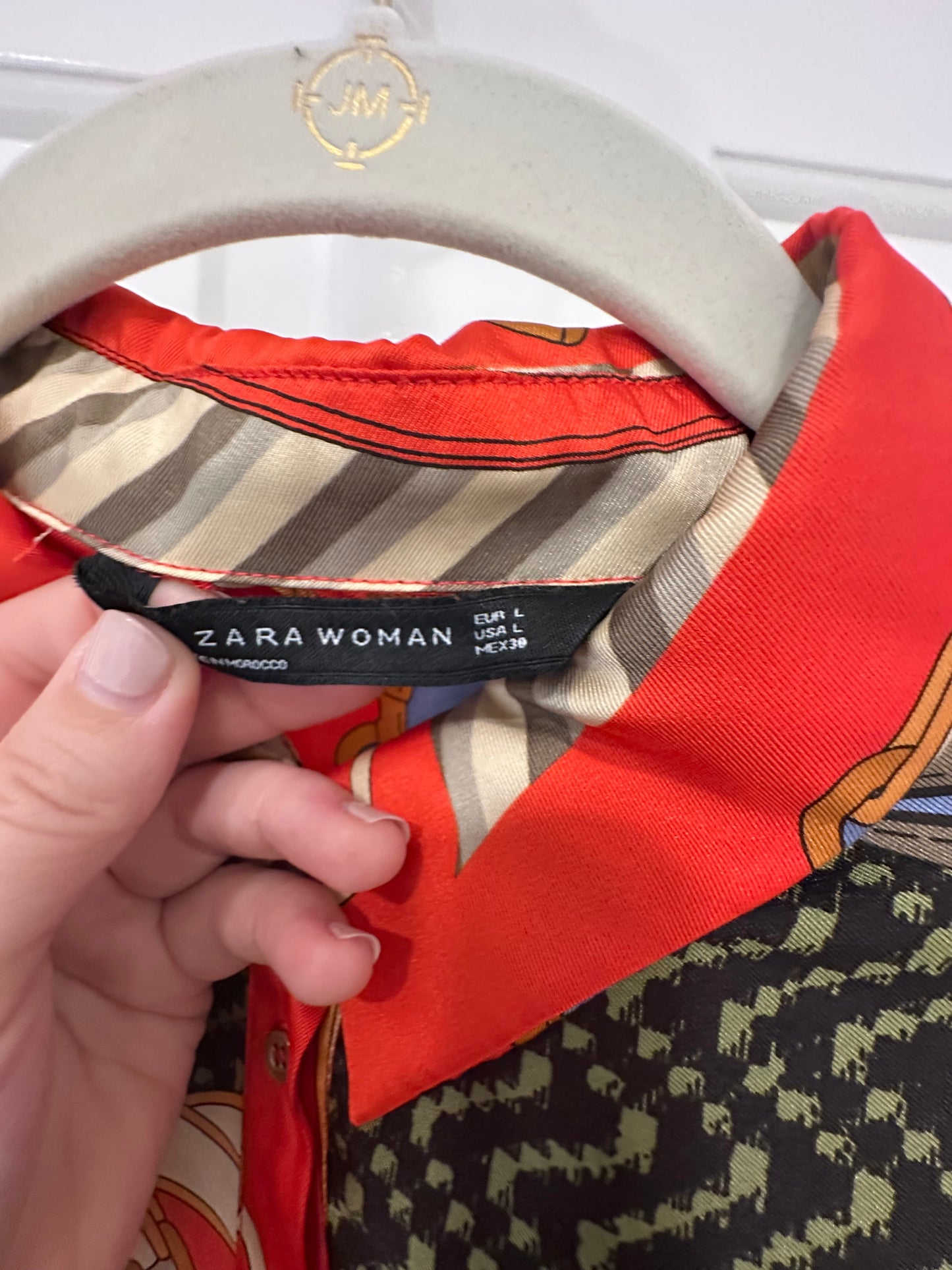 #85 Zara Silk Belted Shirt Dress, Women’s L