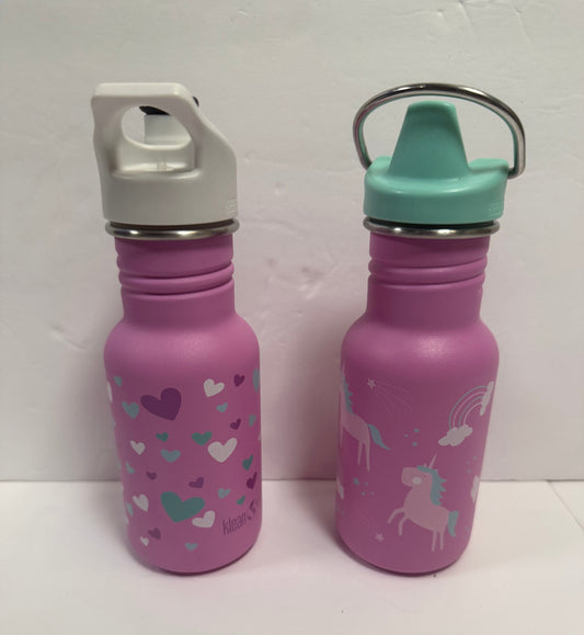 #141 Set of 2 Klean Kanteen - Hearts and unicorns/Rainbows