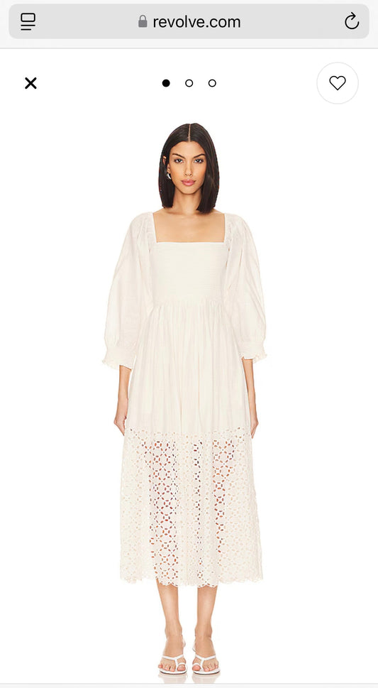 #85 Free People White Perfect Storm Midi Dress, Women’s XL
