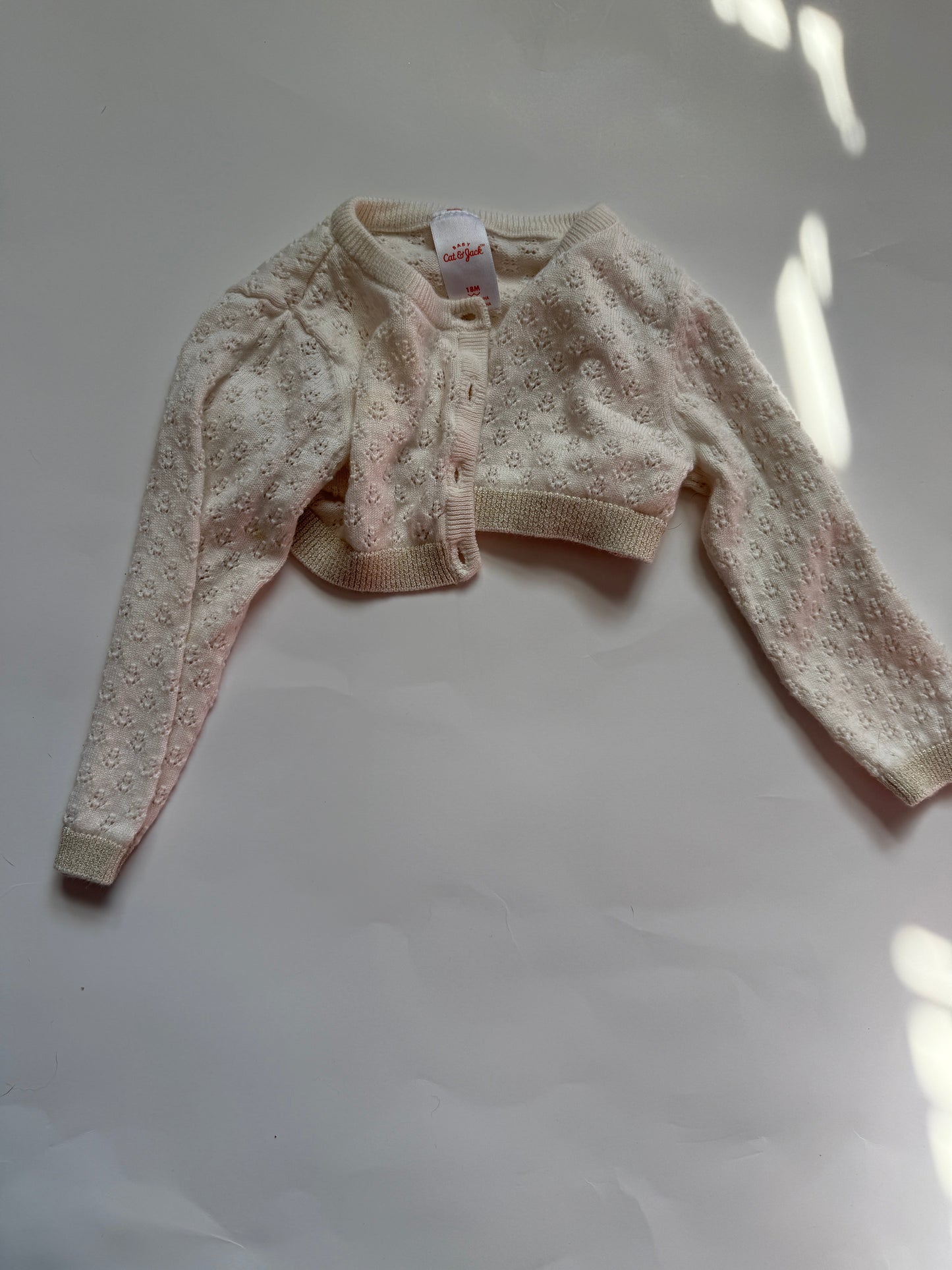 #116 Cat and Jack cream shrug cardigan girls size 18 months