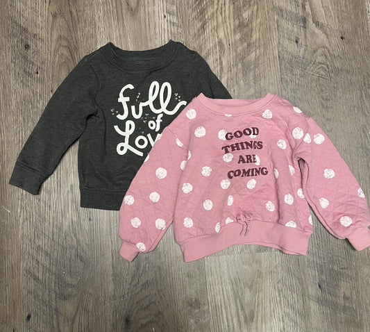 GUC Girl 2T two sweatshirts. Cat and jack and Okie dokie