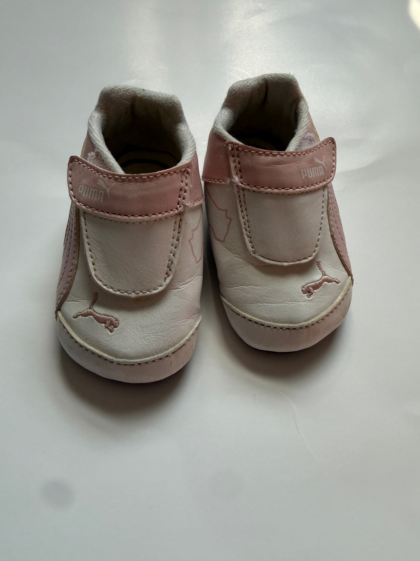 #116 Puma pink and white baby sneakers girls size c2