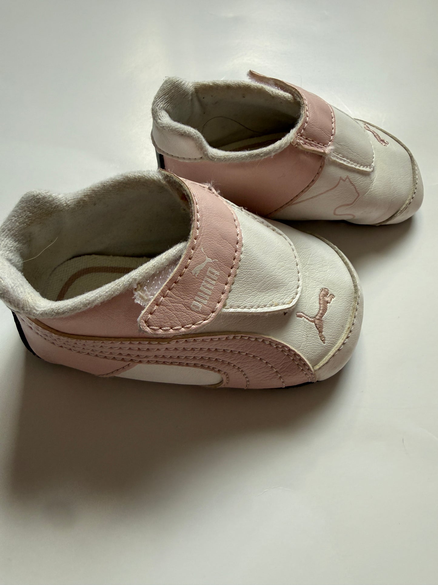 #116 Puma pink and white baby sneakers girls size c2