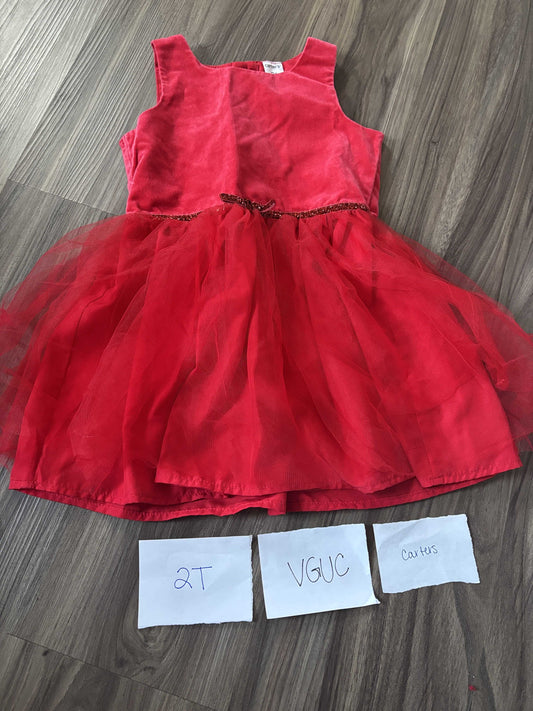 #138 - 2T - VGUC Carters - Red Holiday Dress - PU 45236