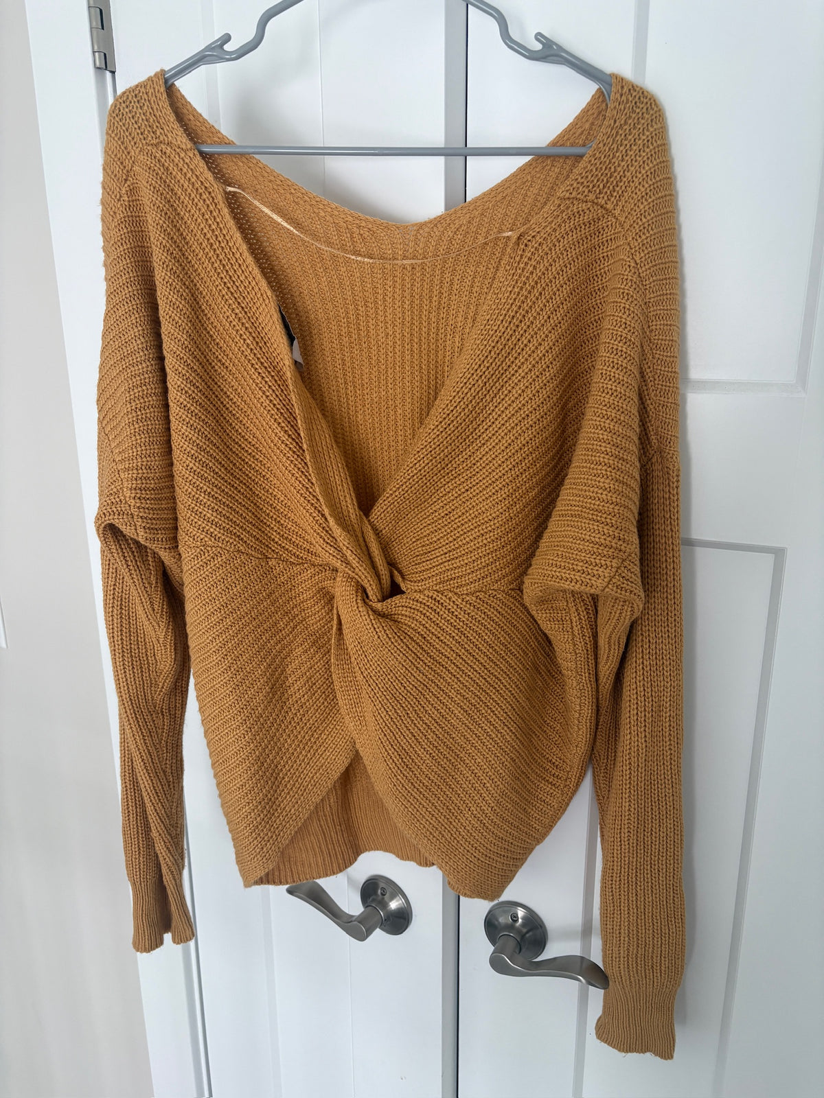 Seller #105 - Women's Large Hayden Mustard Twist Back Sweater GUC to VGUC