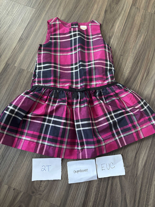 #138 - 2T - EUC Gymboree - Pink Plaid Tank Dress - PU 45236