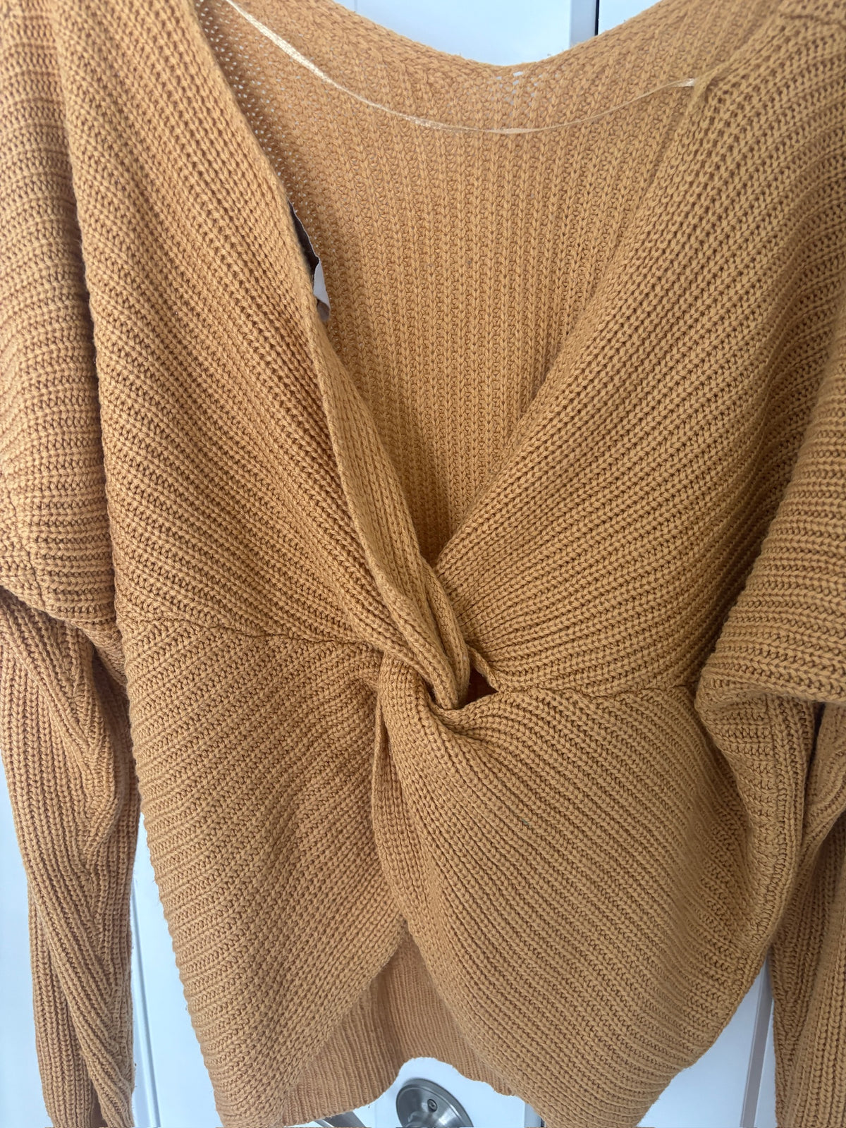 Seller #105 - Women's Large Hayden Mustard Twist Back Sweater GUC to VGUC