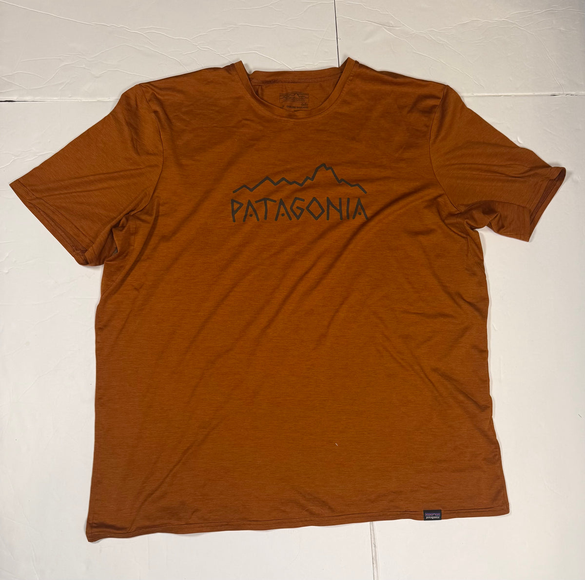 #141 Mens XL Patagonia Drifit Burnt Orange Mountain Graphic  Shirt