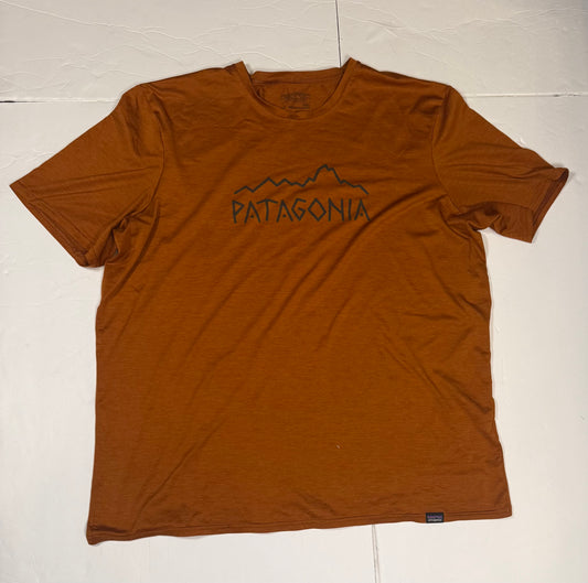#141 Mens XL Patagonia Drifit Burnt Orange Mountain Graphic  Shirt
