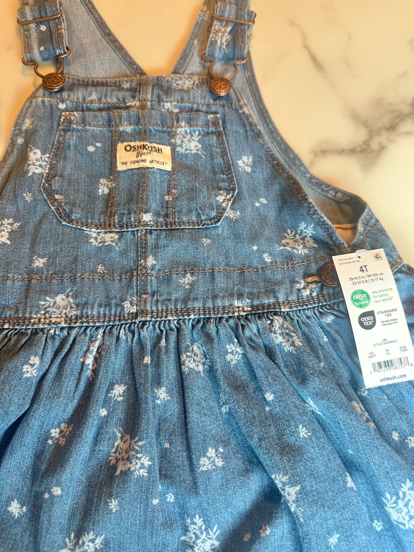 Seller #65 NWT Girls 4T OshKosh B'gosh Floral Denim dress