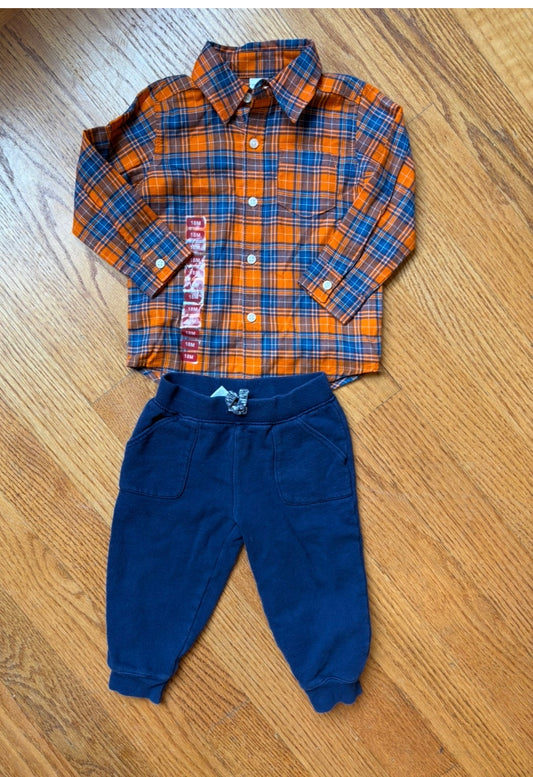 #22. Carter’s boys 18 months flannel shirt and pants
