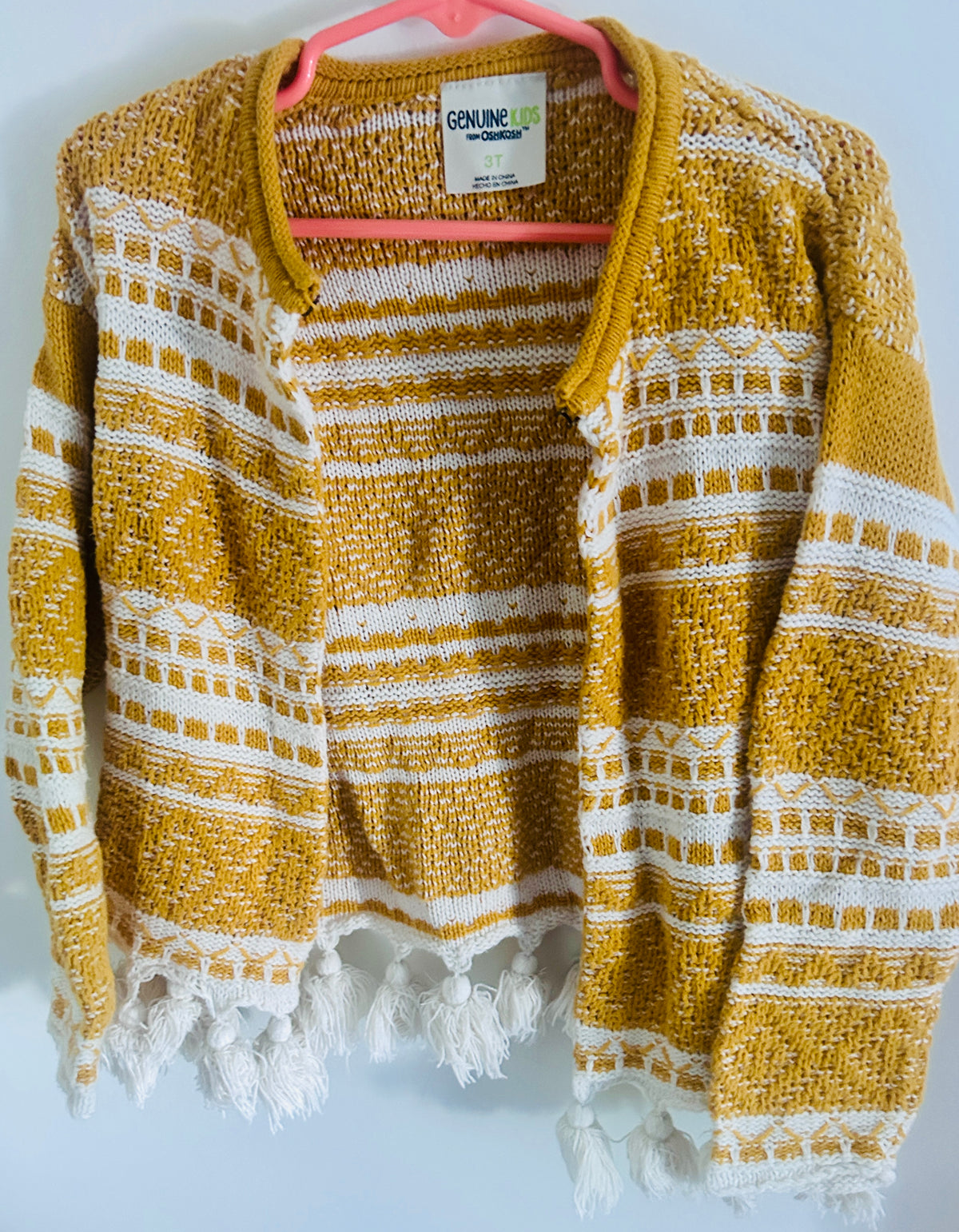 #15 Genuine Kids 3t Mustard Knit Cardigan with Tassels