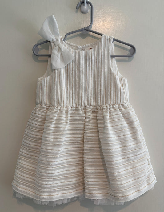 #146 - REDUCED Girls 18m Cream Dress with Gold Thread Detail