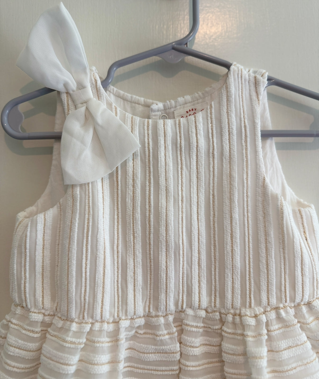 #146 - REDUCED Girls 18m Cream Dress with Gold Thread Detail