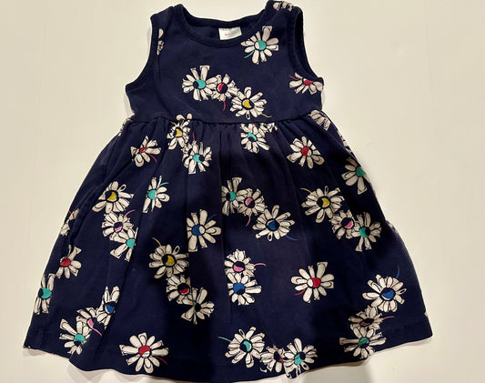 Hanna Andersson Girl 3T flower, navy cotton dress with pockets