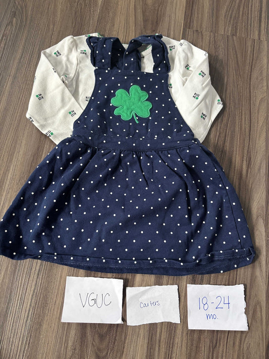 #138 - 18-24 Mo - VGUC Carters - St. Patrick's Day Jumper w/LS Bodysuit - PU 45236