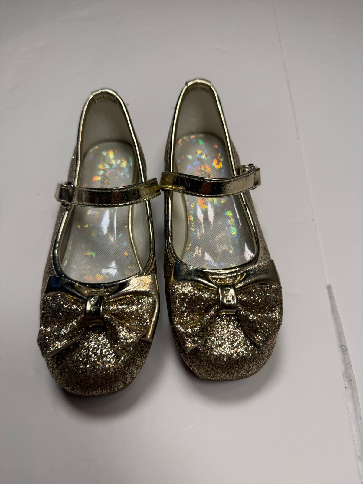 #141 Girls Shoe 12 Amazon Brand Gold Sparkle Gold Heel