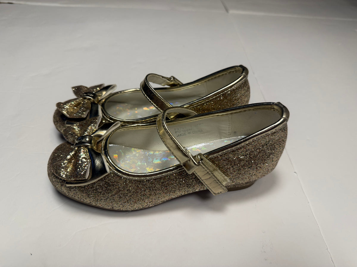 #141 Girls Shoe 12 Amazon Brand Gold Sparkle Gold Heel