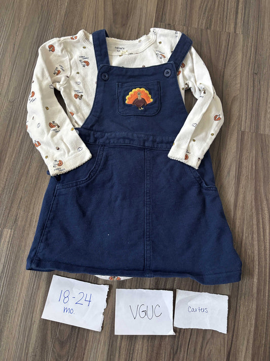 #138 - 18-24 Mo - VGUC Carters - Thanksgiving Jumping w/LS bodysuit - PU 45236
