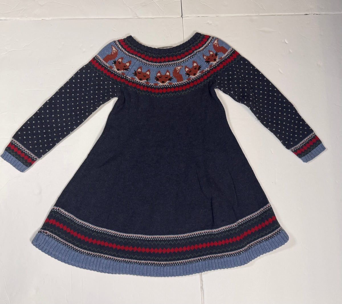 #141 Girls 4 (100) Hanna Andersson Fox Sweater Dress