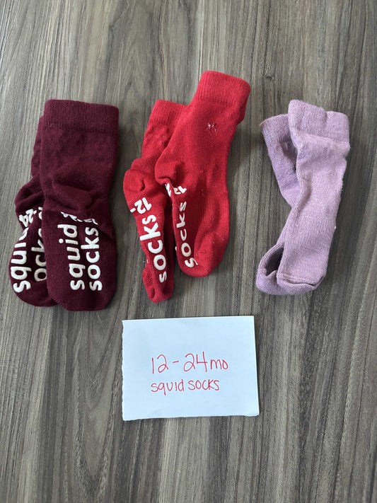 #138 - 12-24 Mo - EUC Squid Socks - 3 Pack Bamboo Squid Socks (babies can't pull off) - PU 45236