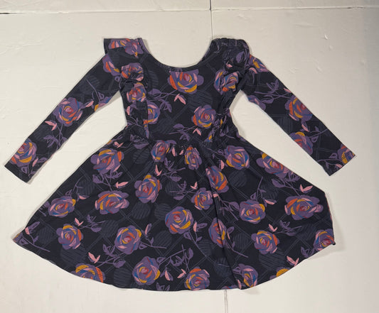 #141 Girls 5 Tea Purple Floral Dress
