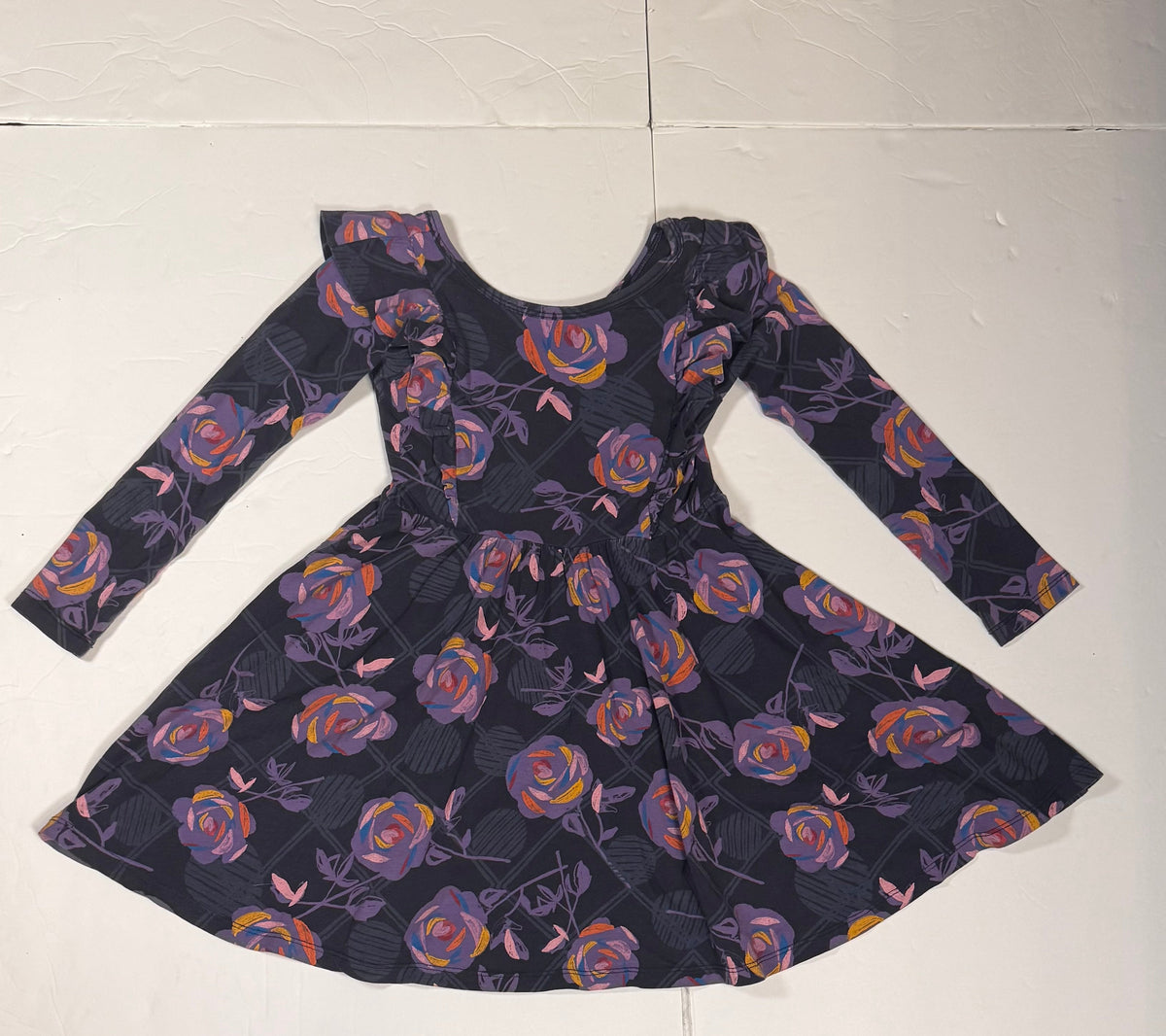 #141 Girls 5 Tea Purple Floral Dress