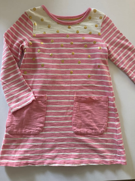# 92 girls 4/5 t Boden pink gold dot dress with pockets