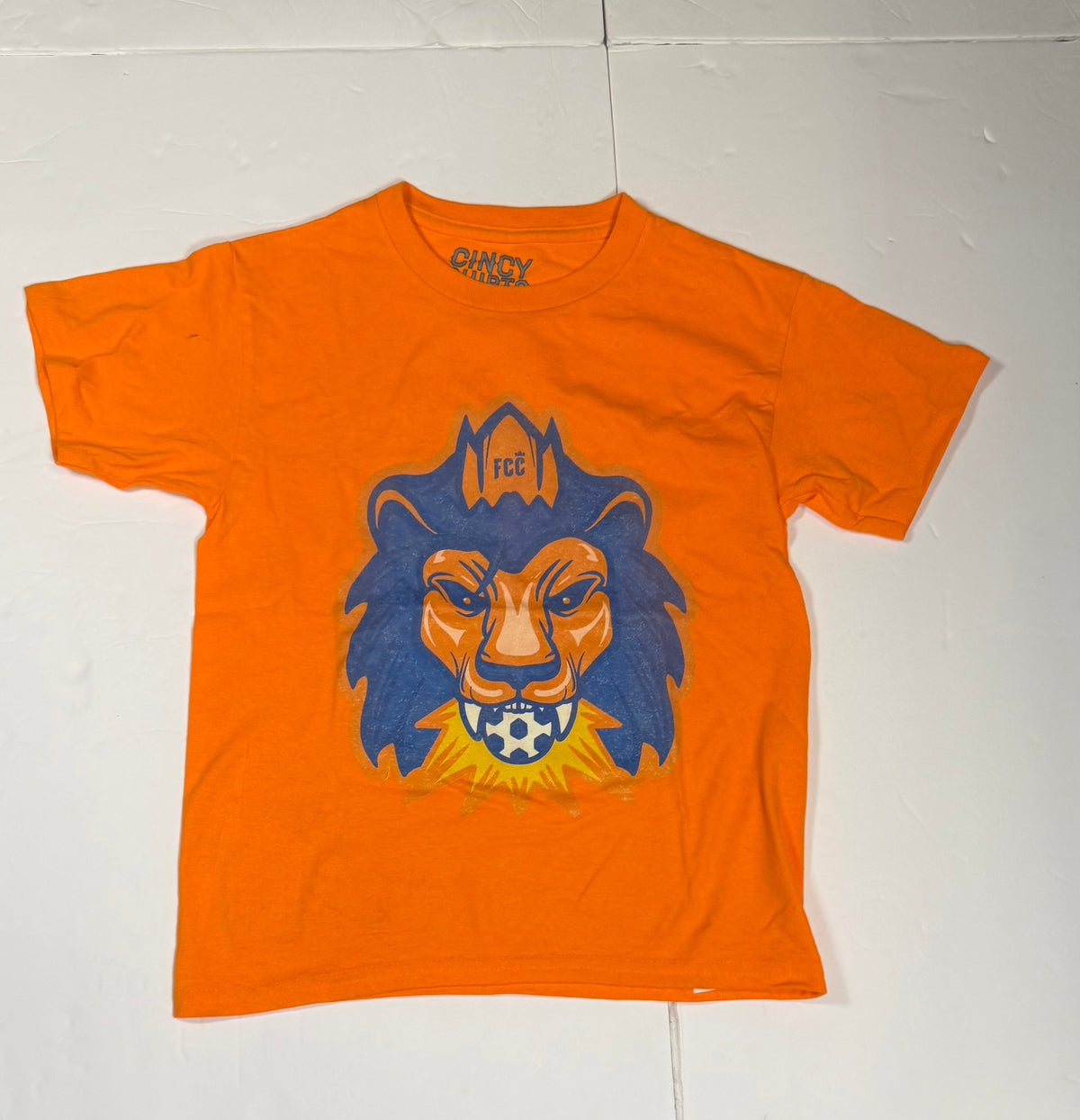 #141 Unisex Youth Small FCC Orange Lion Cincy Chirts Short Sleeve