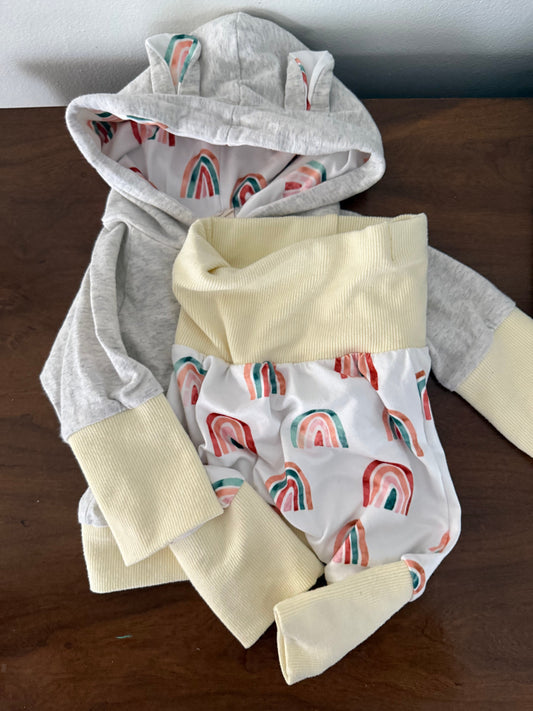 Seller #34 - August & Willow 6-12m Rainbow bear sweatsuit, gender neutral