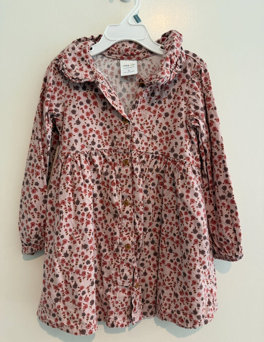 #146 - REDUCED 4T Little Co. Floral Long Sleeve Button Down Dress