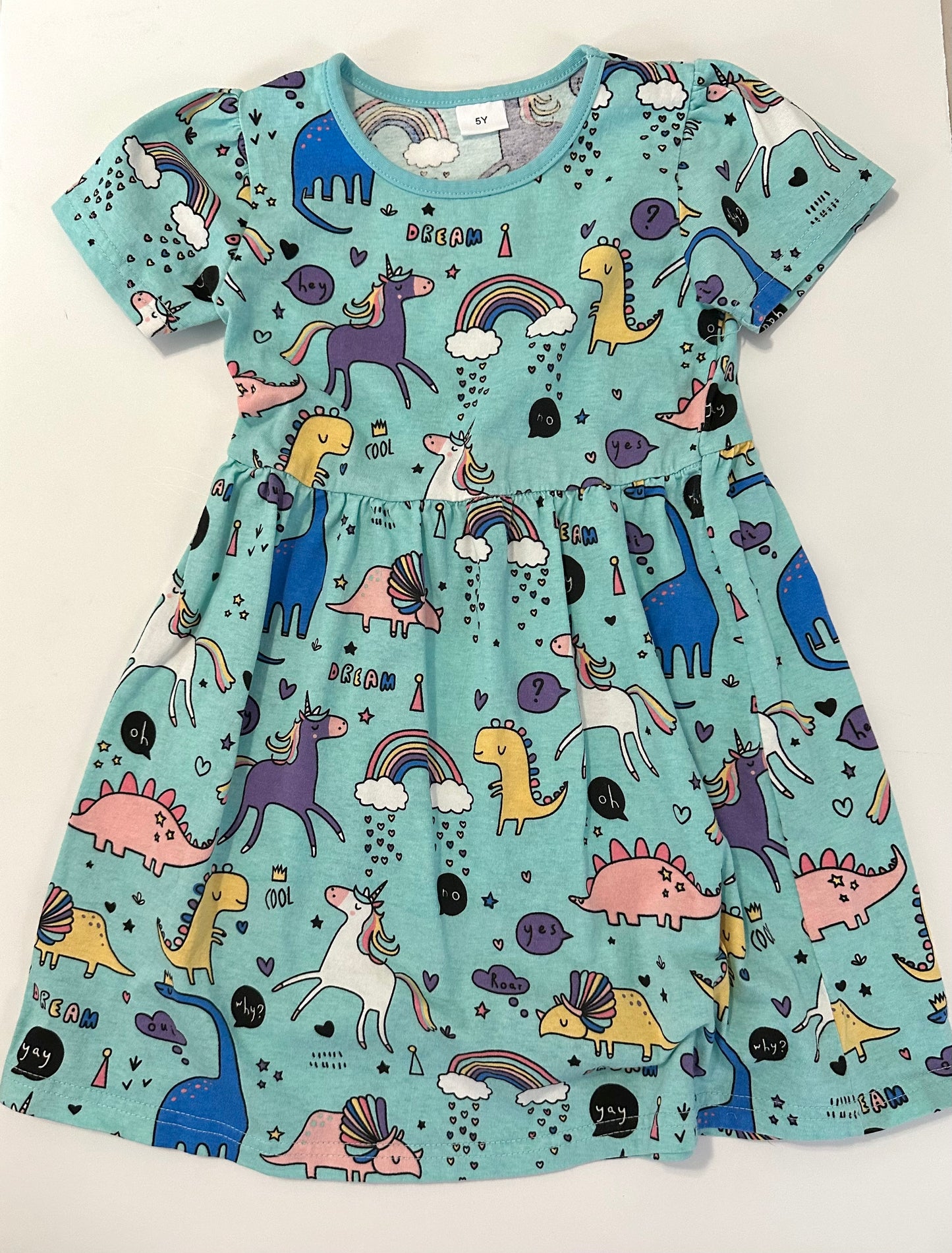 #48 girls size 5 Dino unicorn dress