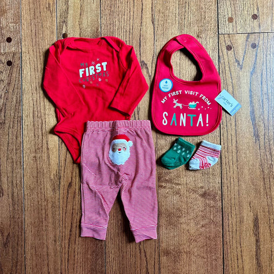 #95 EUC Carters "My First Christmas" Holiday Outfit Bundle, size 6 months REDUCED