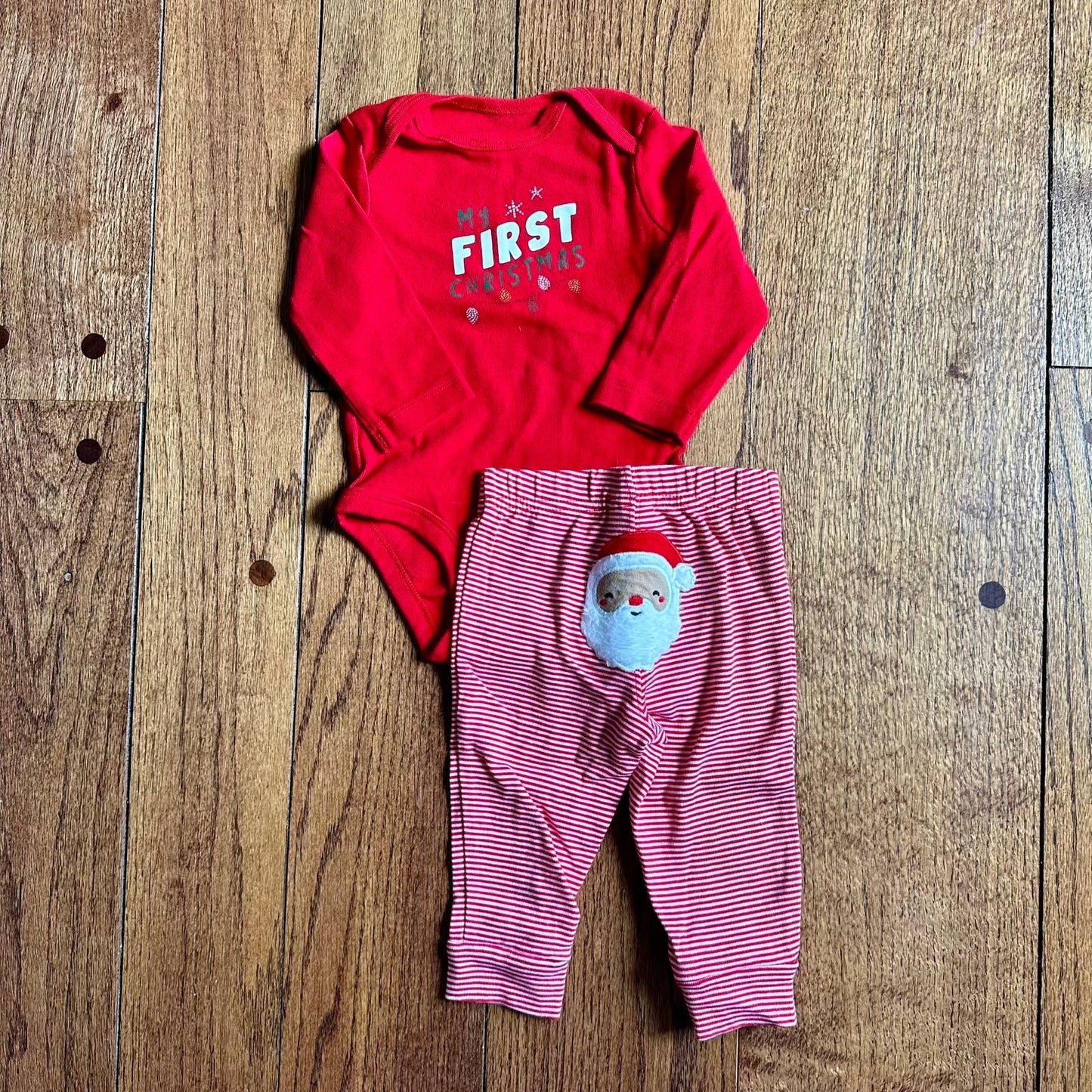 #95 EUC Carters "My First Christmas" Holiday Outfit Bundle, size 6 months REDUCED