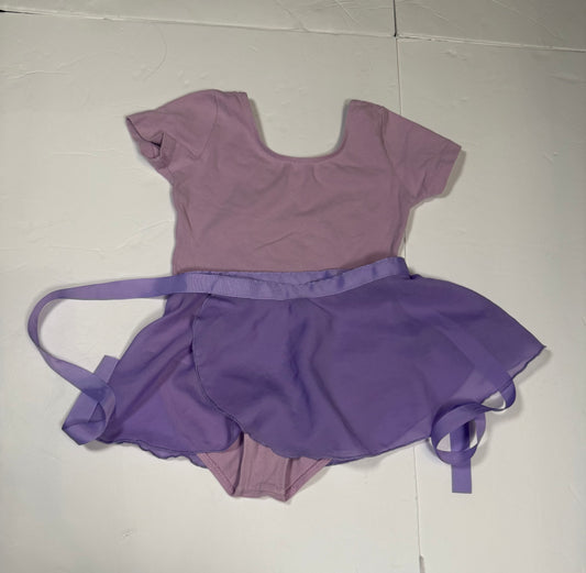 #141 Girls XS 4/5  Purple leotard with skirt and  Short Sleeves 1 of 2 available