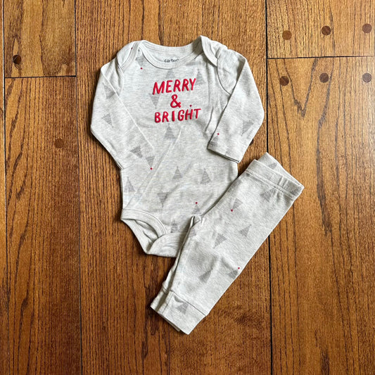 #95 GUC Carters Just One You "Merry & Bright" Christmas Tree Holiday Outfit, size 6 months