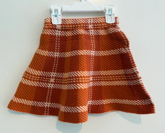 #146 - REDUCED 4T/XS Orange Plaid Flair Skirt
