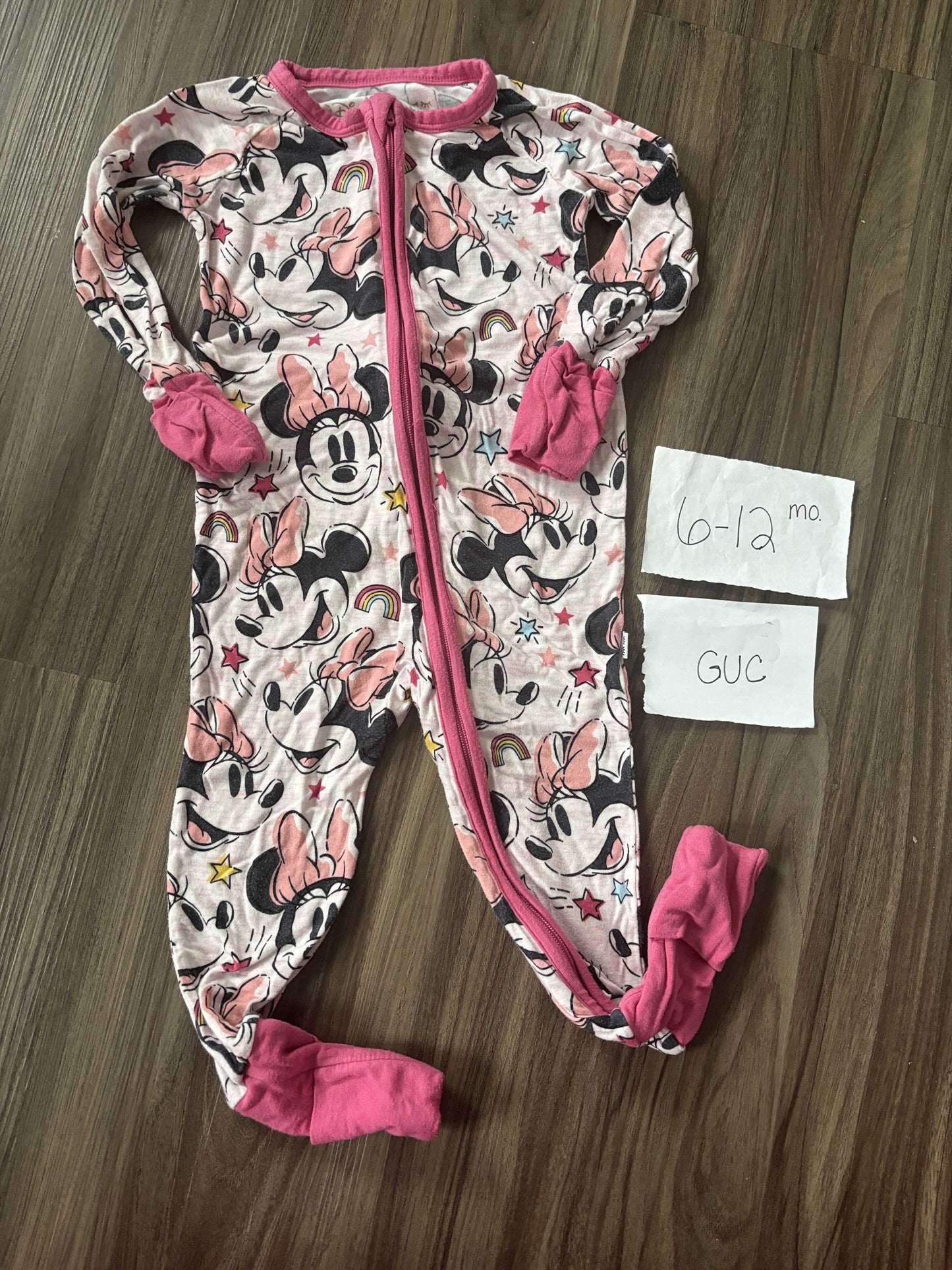 #77 - 6-12 Mo - GUC Little Sleepies - Disney Minnie Forever Zippy