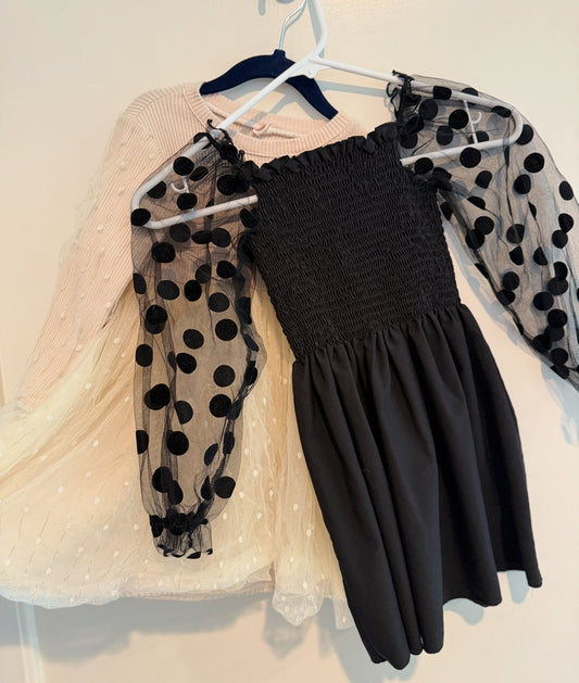 #146 - REDUCED - 4T BUNDLE of 2 Dresses | Black + Gold