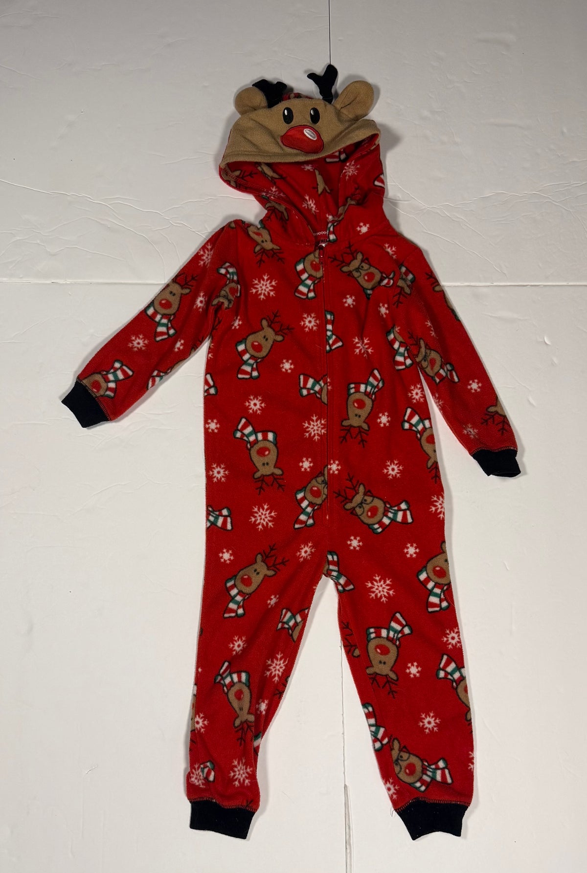 #141 Unisex 3T Rudolph Zip Pajamas with Hood