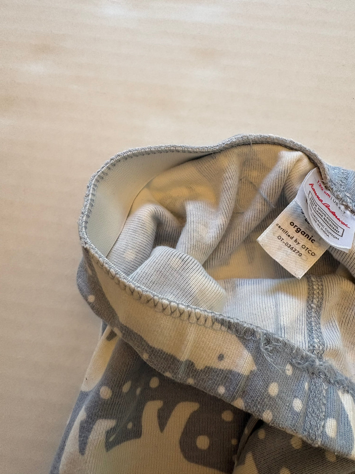 Seller 118. GUC for stitching coming undone at waist(see photo). Unisex Hanna Anderson polar bear pajamas. Size 6/7