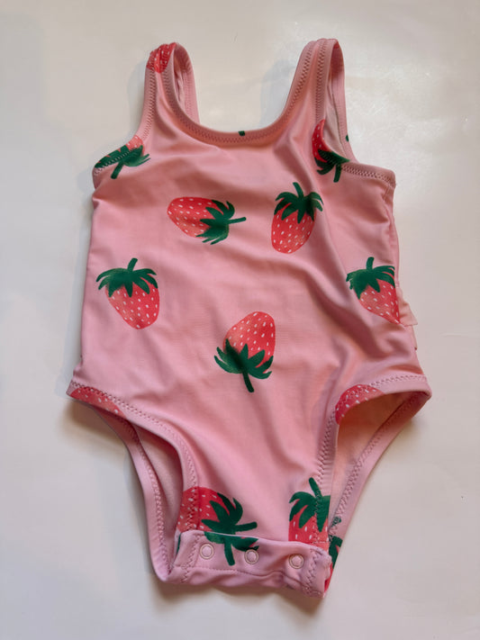 #116 Old Navy strawberry swimsuit girls size 6-12 months