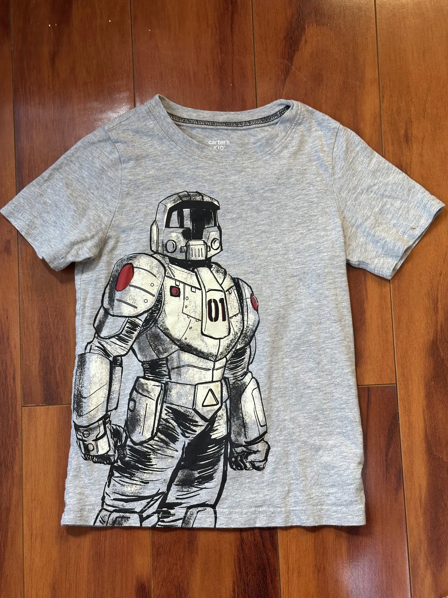 #186 Carter's size 6 Robot & Dinosaur T-Shirts VGUC